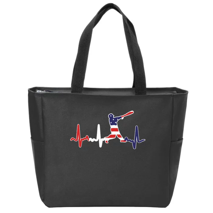 Home Run Baseball Flag Baseball Heartbeat Zip Tote Bag