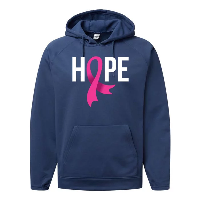 Hope Ribbon Breast Cancer Awareness Month Performance Fleece Hoodie