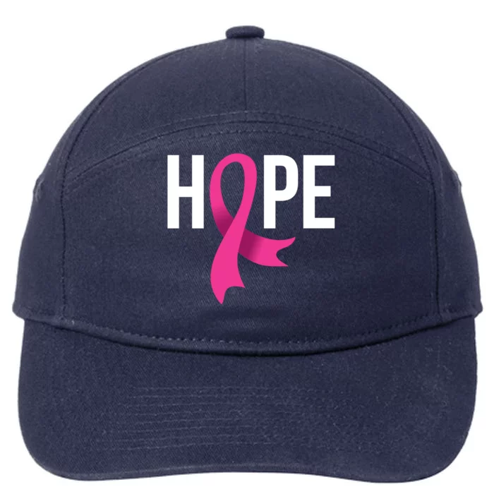 Hope Ribbon Breast Cancer Awareness Month 7-Panel Snapback Hat