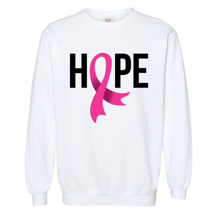 Hope Ribbon Breast Cancer Awareness Month Garment-Dyed Sweatshirt