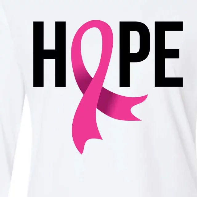 Hope Ribbon Breast Cancer Awareness Month Womens Cotton Relaxed Long Sleeve T-Shirt