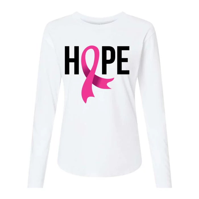 Hope Ribbon Breast Cancer Awareness Month Womens Cotton Relaxed Long Sleeve T-Shirt