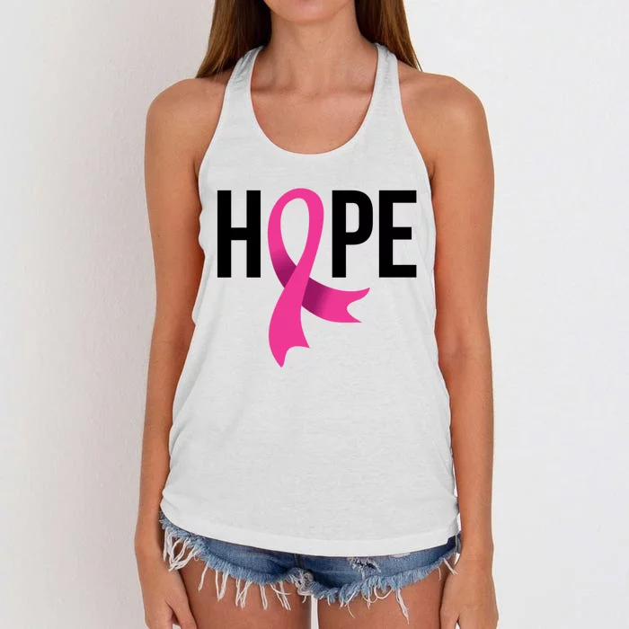 Hope Ribbon Breast Cancer Awareness Month Women's Knotted Racerback Tank