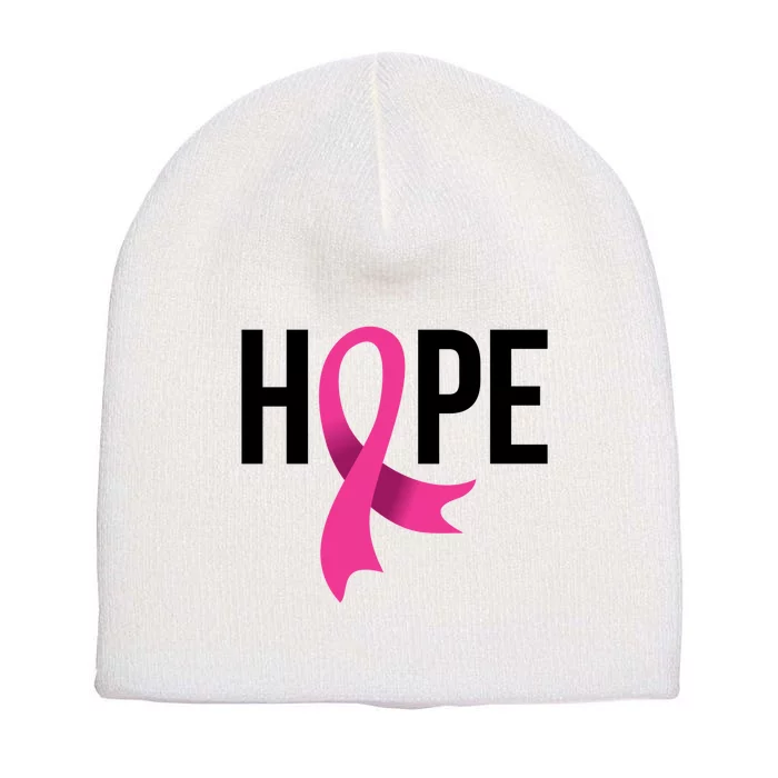 Hope Ribbon Breast Cancer Awareness Month Short Acrylic Beanie