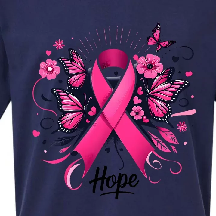 Hope Ribbon Butterfly Breast Cancer Awareness Sueded Cloud Jersey T-Shirt