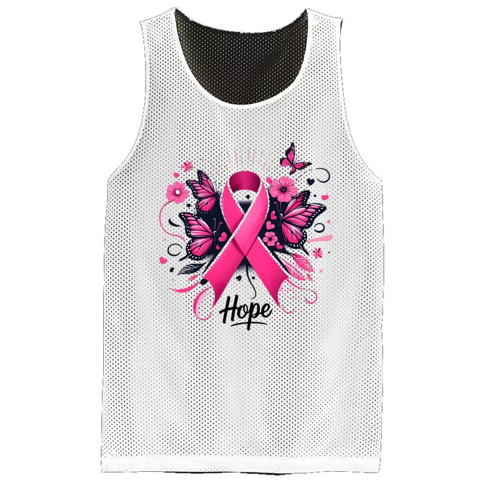 Hope Ribbon Butterfly Breast Cancer Awareness Mesh Reversible Basketball Jersey Tank