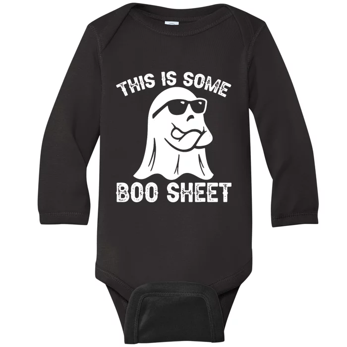 Halloween Retro Boo Ghost This Is Some Boo Sheet Baby Long Sleeve Bodysuit