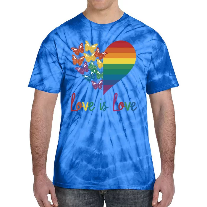 Heart Rainbow Butterfly Love Is Love Lgbt Lesbian Pride Gift Tie-Dye T-Shirt