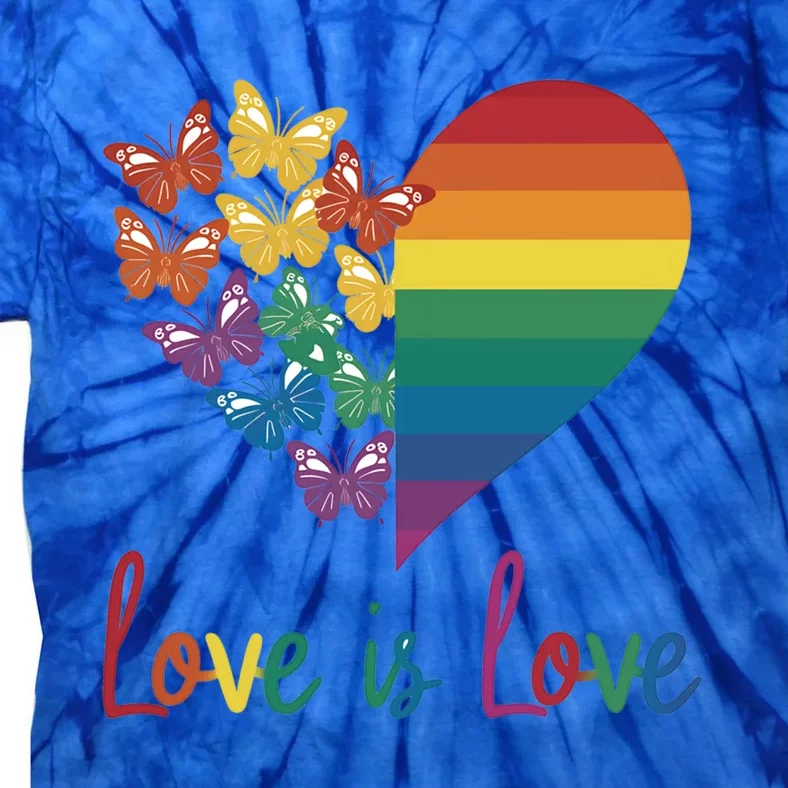 Heart Rainbow Butterfly Love Is Love Lgbt Lesbian Pride Gift Tie-Dye T-Shirt