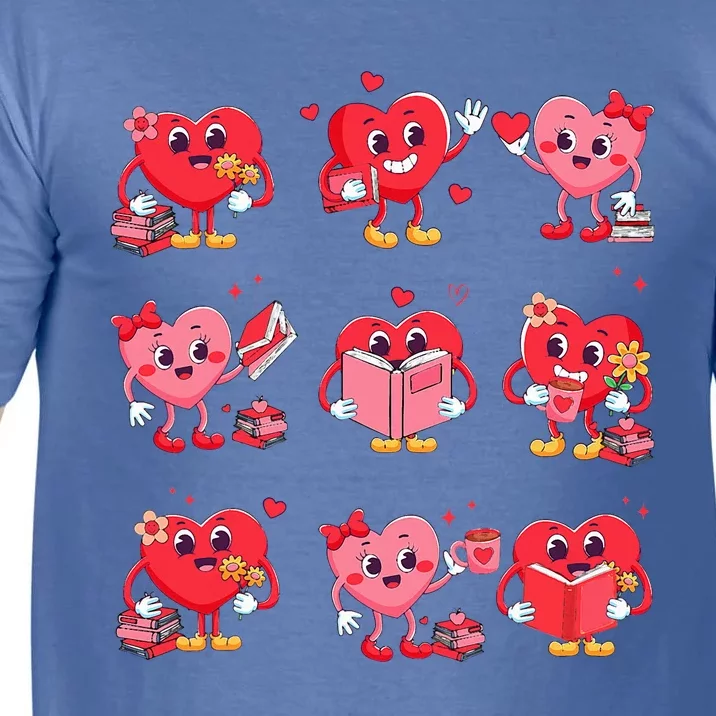 Heart Reading Book Cute Teacher Valentines Day Book Lover Comfort Colors T-Shirt