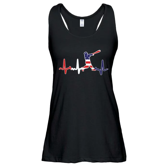 Home Run Baseball Flag Baseball Heartbeat Ladies Essential Flowy Tank