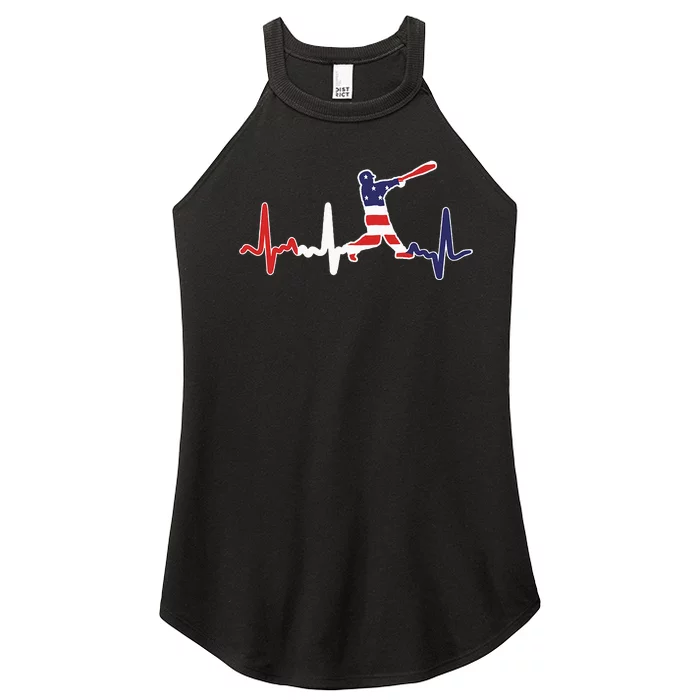 Home Run Baseball Flag Baseball Heartbeat Women’s Perfect Tri Rocker Tank