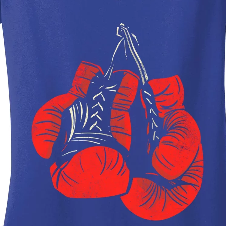 Hanging Red Boxing Gloves Graphic Cute Gift Women's V-Neck T-Shirt