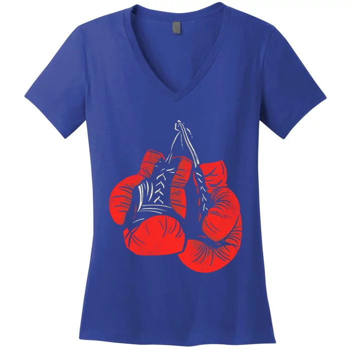 Hanging Red Boxing Gloves Graphic Cute Gift Women's V-Neck T-Shirt