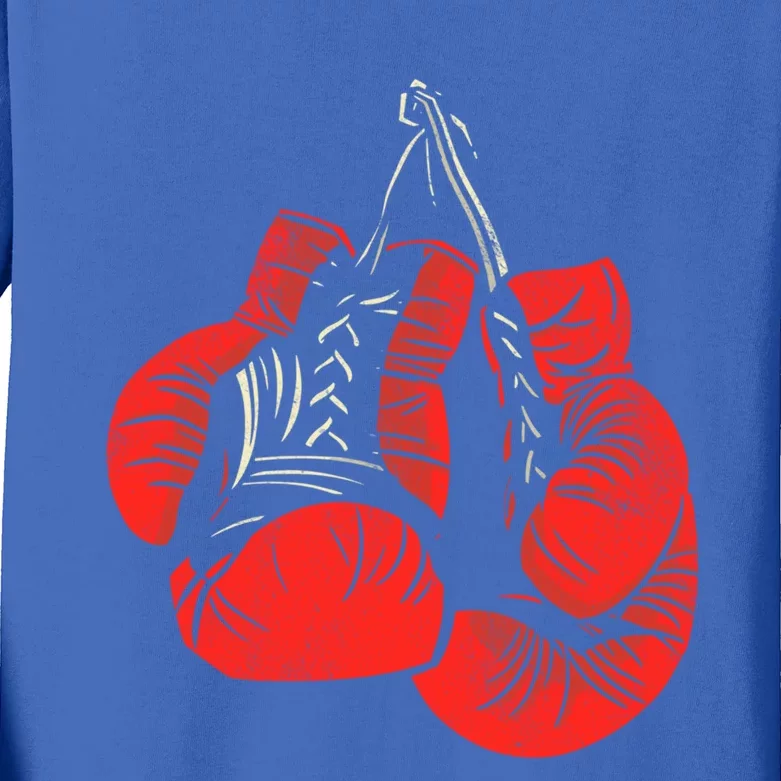 Hanging Red Boxing Gloves Graphic Cute Gift Kids Long Sleeve Shirt