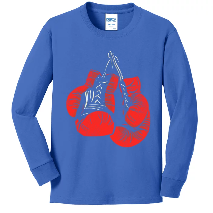 Hanging Red Boxing Gloves Graphic Cute Gift Kids Long Sleeve Shirt