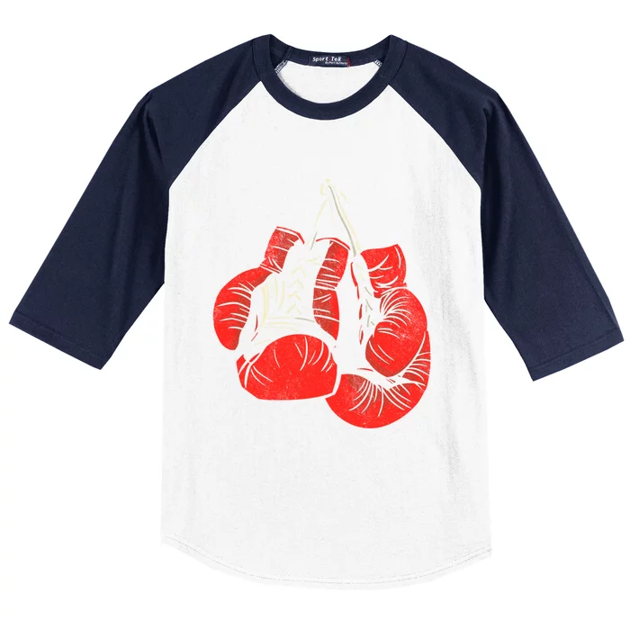 Hanging Red Boxing Gloves Graphic Cute Gift Baseball Sleeve Shirt