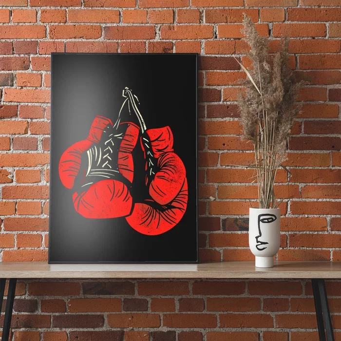 Hanging Red Boxing Gloves Graphic Gift Poster