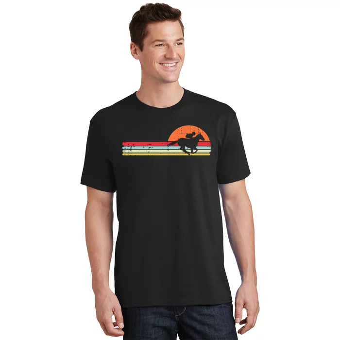 Horse Riding Chest Sunset Retro Racing Equestrian T-Shirt