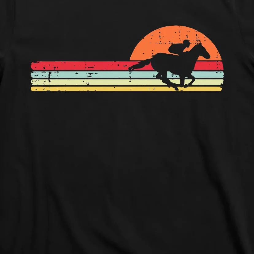 Horse Riding Chest Sunset Retro Racing Equestrian T-Shirt