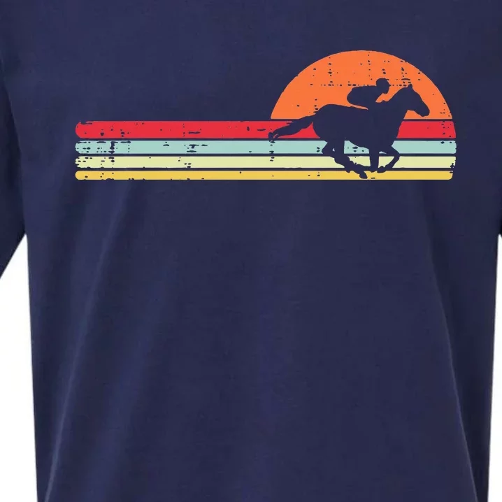 Horse Riding Chest Sunset Retro Racing Equestrian Sueded Cloud Jersey T-Shirt