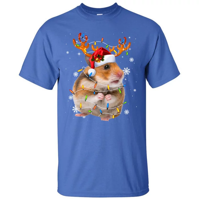 Hamster Reindeer Christmas Lights Funny Hamster Xmas Gift Tall T-Shirt