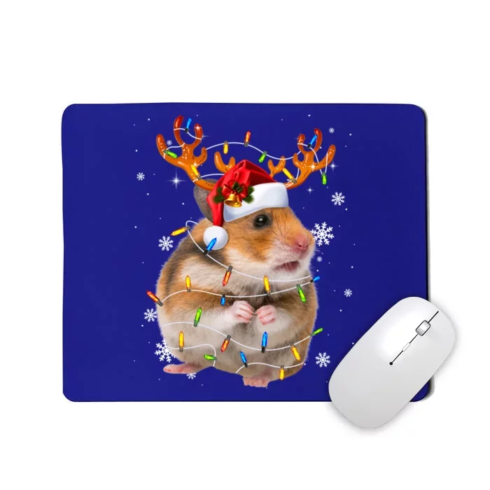 Hamster Reindeer Christmas Lights Funny Hamster Xmas Gift Mousepad