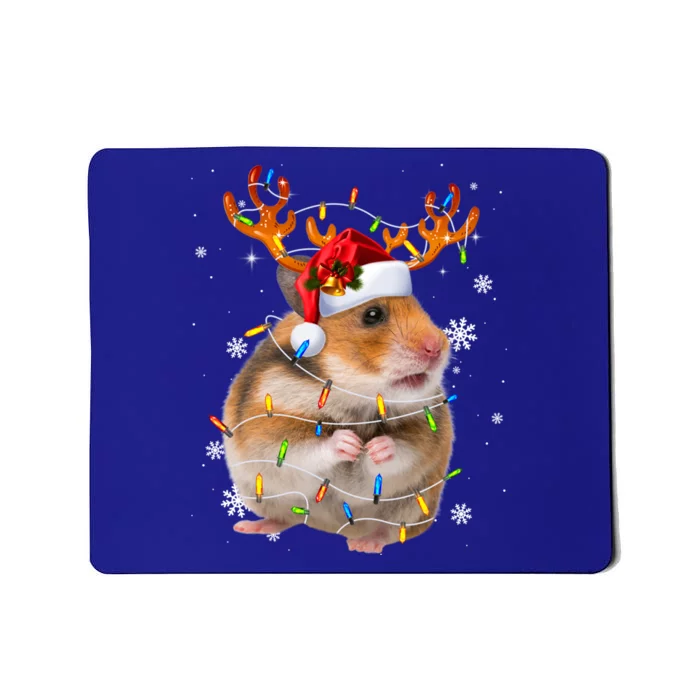 Hamster Reindeer Christmas Lights Funny Hamster Xmas Gift Mousepad