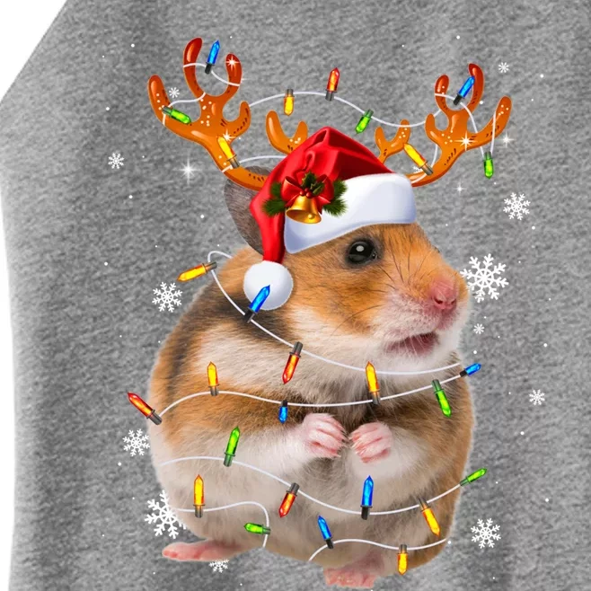 Hamster Reindeer Christmas Lights Funny Hamster Xmas Gift Women’s Perfect Tri Rocker Tank