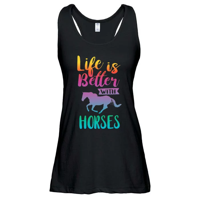 Horseback Riding Cute Life Is Better With Horses Ladies Essential Flowy Tank