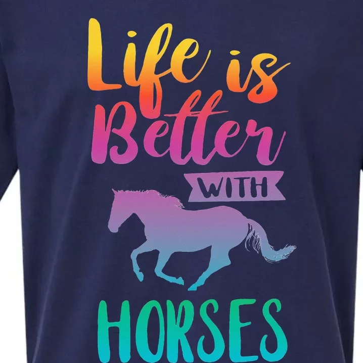 Horseback Riding Cute Life Is Better With Horses Sueded Cloud Jersey T-Shirt