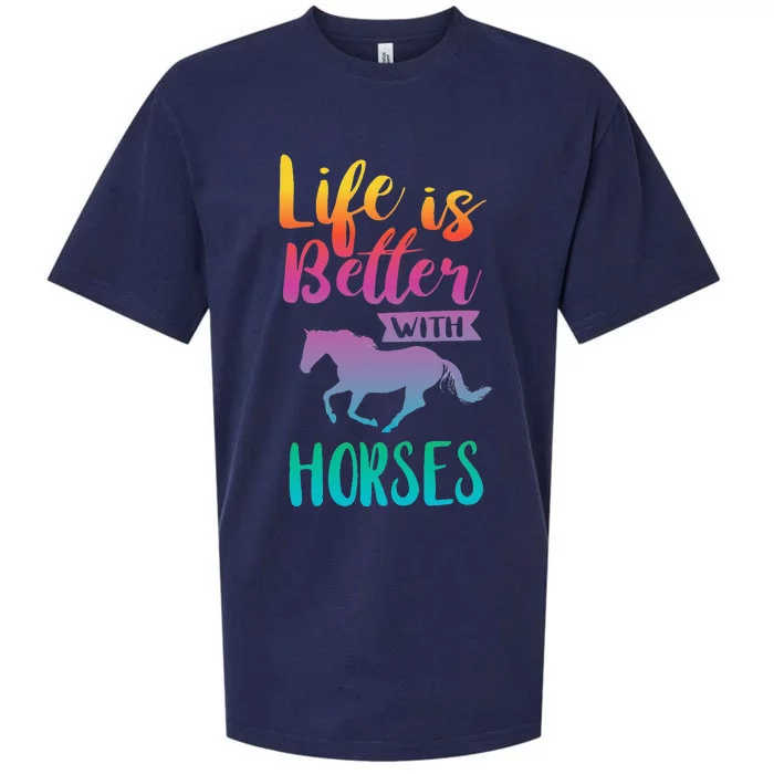 Horseback Riding Cute Life Is Better With Horses Sueded Cloud Jersey T-Shirt