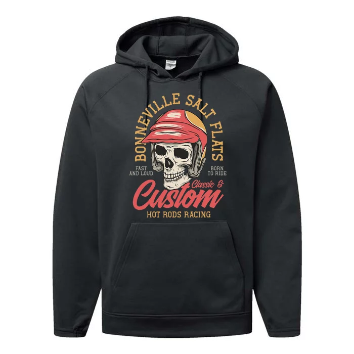 Hot Rod Costum Garage Skeleton Old School Racing Skull Performance Fleece Hoodie