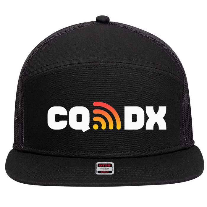 Ham Radio Cq Dx Amateur Radio Operator Signal 7 Panel Mesh Trucker Snapback Hat