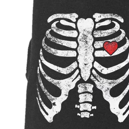 Heart Rib Cage Xray Funny Halloween Skeleton Doggie 3-End Fleece Hoodie