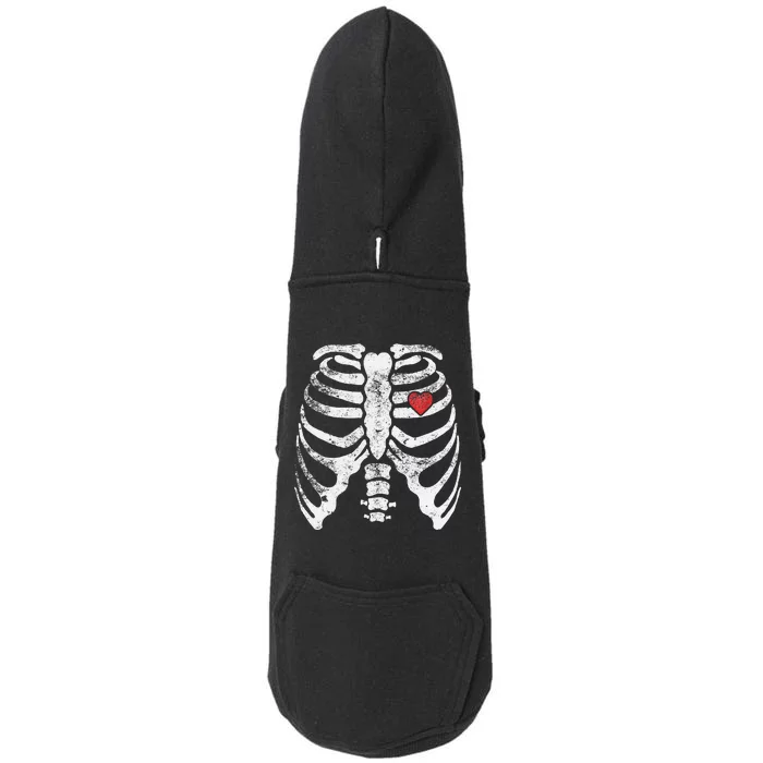 Heart Rib Cage Xray Funny Halloween Skeleton Doggie 3-End Fleece Hoodie