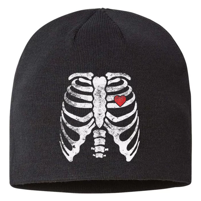 Heart Rib Cage Xray Funny Halloween Skeleton 8 1/2in Sustainable Knit Beanie