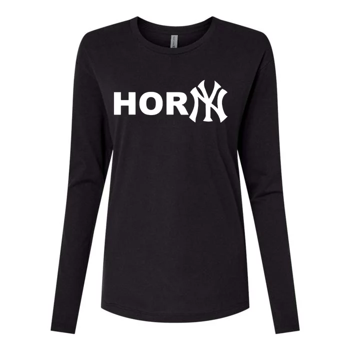 Hor(Ny) Rare Comedy Horny Ny Funny Joke Womens Cotton Relaxed Long Sleeve T-Shirt