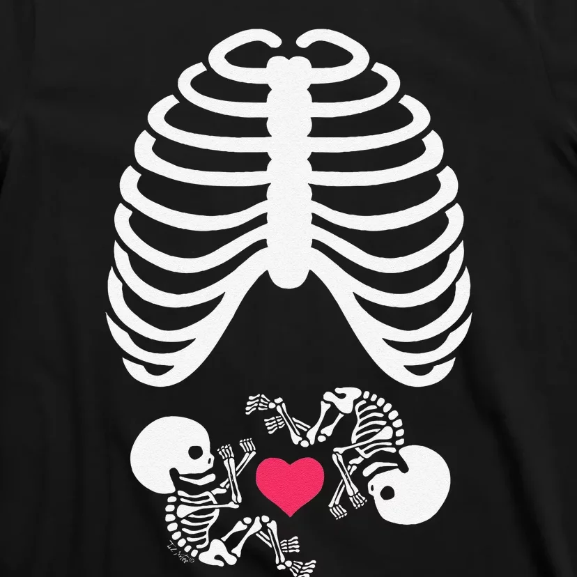 Halloween Rib Cage Pregnancy Expecting Twins Baby Love T-Shirt