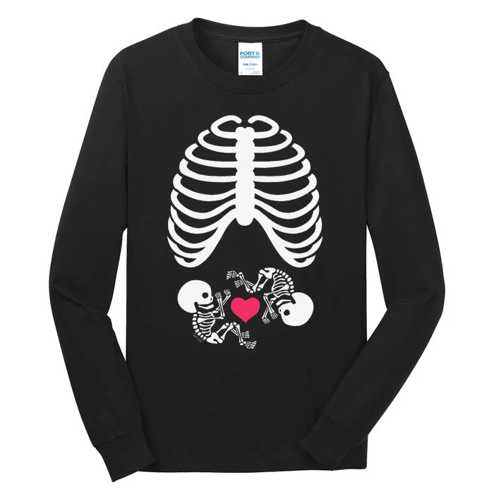 Halloween Rib Cage Pregnancy Expecting Twins Baby Love Tall Long Sleeve T-Shirt