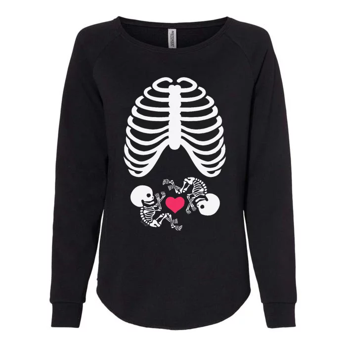 Halloween Rib Cage Pregnancy Expecting Twins Baby Love Womens California Wash Sweatshirt