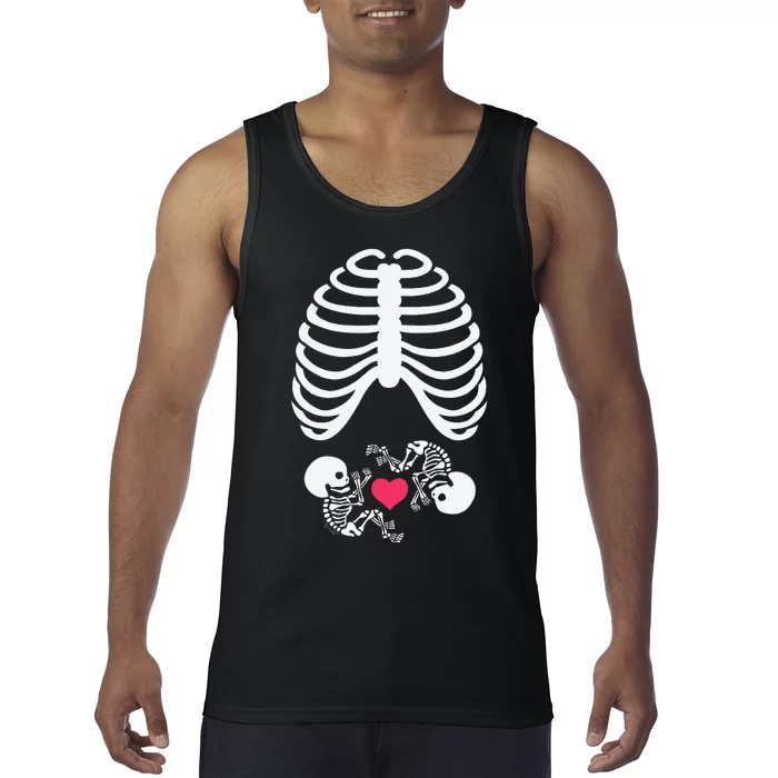 Halloween Rib Cage Pregnancy Expecting Twins Baby Love Tank Top