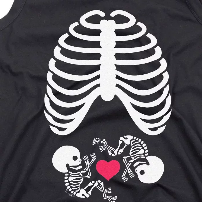 Halloween Rib Cage Pregnancy Expecting Twins Baby Love Tank Top