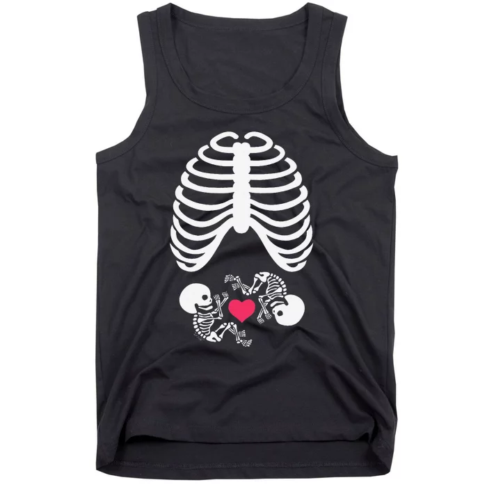 Halloween Rib Cage Pregnancy Expecting Twins Baby Love Tank Top