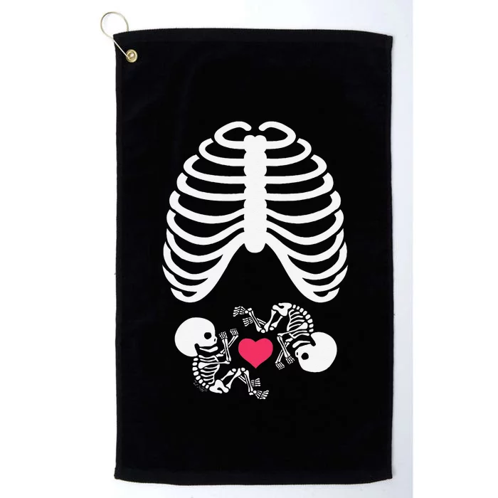 Halloween Rib Cage Pregnancy Expecting Twins Baby Love Platinum Collection Golf Towel