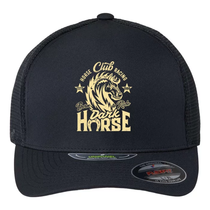 Horse Racing Club Dark Horse Born To Ride Flexfit Unipanel Trucker Cap