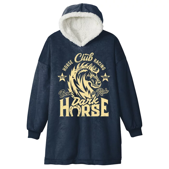 Horse Racing Club Dark Horse Born To Ride Hooded Wearable Blanket