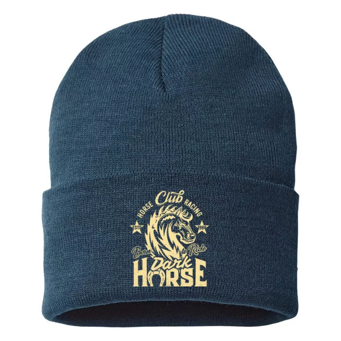 Horse Racing Club Dark Horse Born To Ride Sustainable Knit Beanie