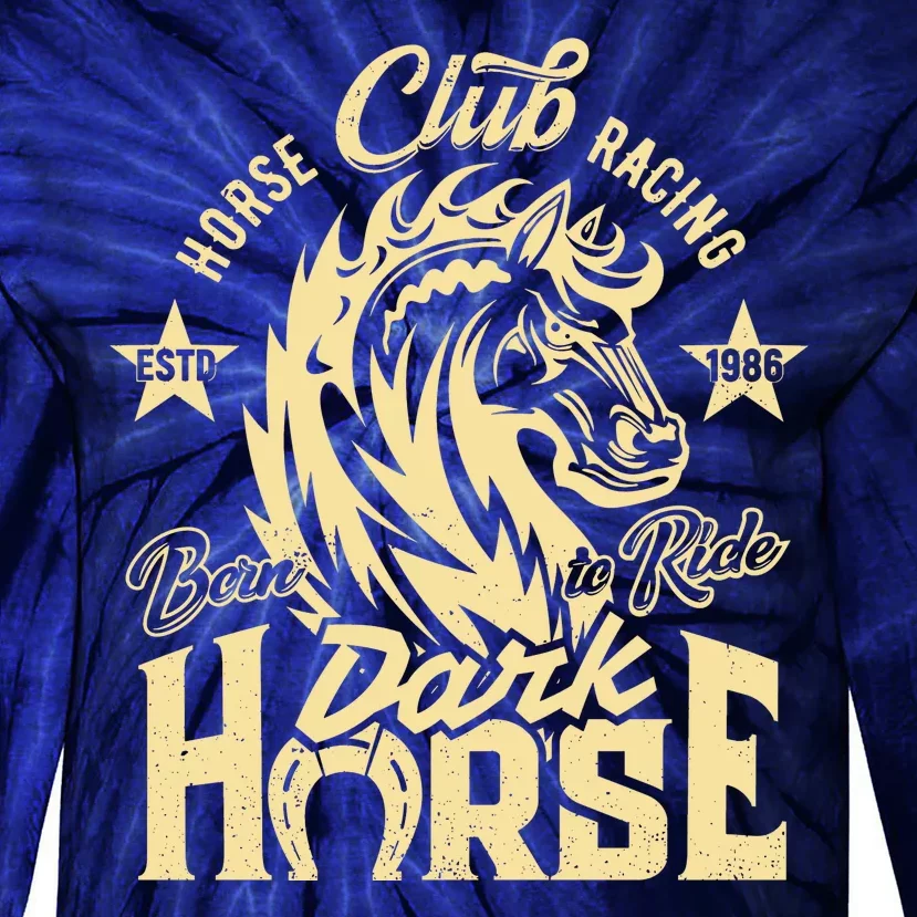 Horse Racing Club Dark Horse Born To Ride Tie-Dye Long Sleeve Shirt