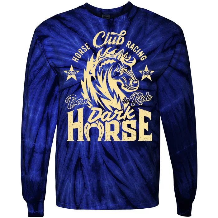 Horse Racing Club Dark Horse Born To Ride Tie-Dye Long Sleeve Shirt